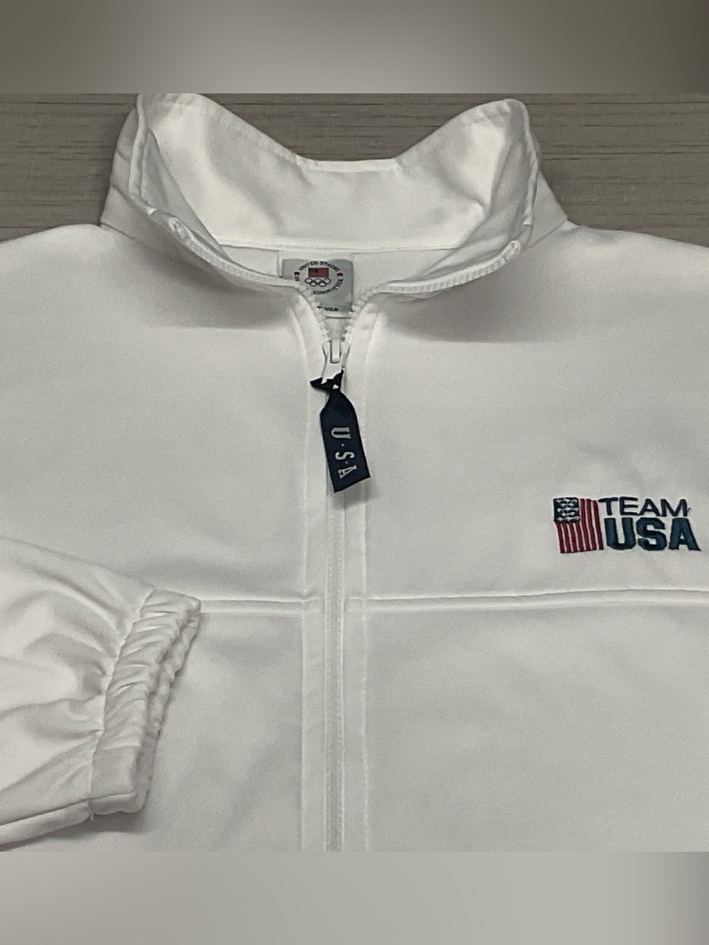 United States Olympic Committee Jacket Made in USA White Full Zip Mens XL
